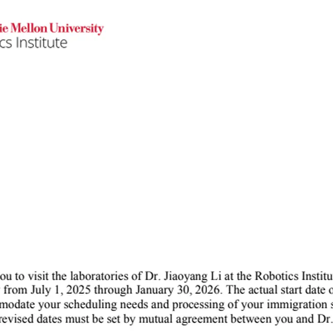 🎇 Summer and Fall Research Intern offer from CMU RI!